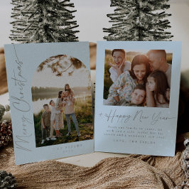 Elegante Script Foil Arch Foto Family Holiday Card Folien Feiertagskarte