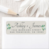 Elegante Script Foliage Wedding Rücksendeadresse (Insitu)