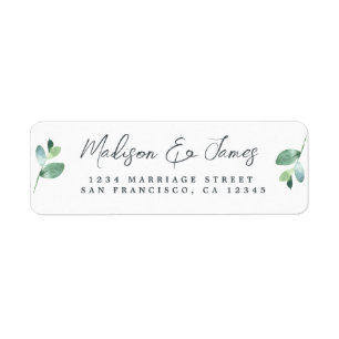 Elegante Script Foliage Wedding Rücksendeadresse