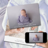 Elegante Script Foto Collage Birth Ankündigung