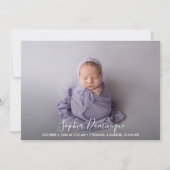 Elegante Script Foto Collage Birth Ankündigung (Vorderseite)