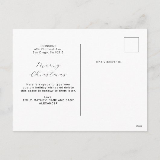 Elegante Script Foto Collage Botancal Weihnachten (Rückseite)