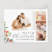 Elegante Script Foto Collage Botancal Weihnachten (Vorderseite)