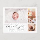 Elegante Script Foto Collage Geburtserklärung Postkarte (Vorderseite)