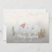 Elegante Script Foto Collage Geburtshinweise (Vorderseite)