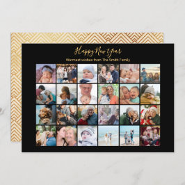 Elegante Script Foto Collage Modern Festival Gold Feiertagskarte