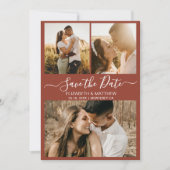 Elegante Script Foto Collage Terracotta Wedding Save The Date (Vorderseite)