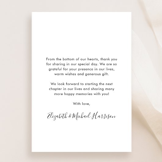 Elegante Script Foto Collage Wedding Dankeskarte