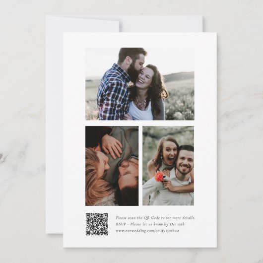 Elegante Script Foto Collage Wedding Einladung (Rückseite)