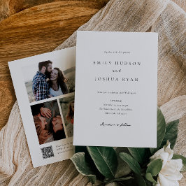 Elegante Script Foto Collage Wedding Einladung