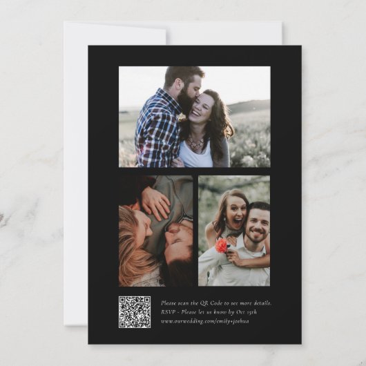 Elegante Script Foto Collage Wedding Einladung (Rückseite)