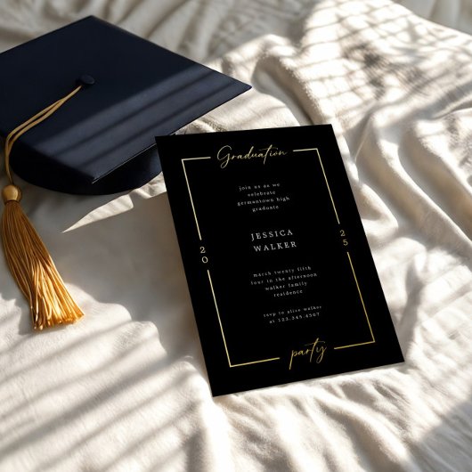 Elegante Script Foto Foil Graduation Party Folieneinladung
