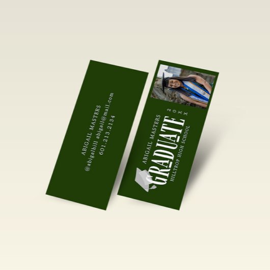 Elegante Script Foto Graduate Name Card Mini Visitenkarte