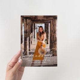 Elegante Script Foto Graduation Party Black Einladung