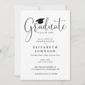 Elegante Script Foto Graduation Party Einladung (Vorderseite)
