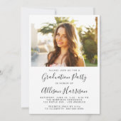 Elegante Script Foto Graduation Party Einladung (Rückseite)