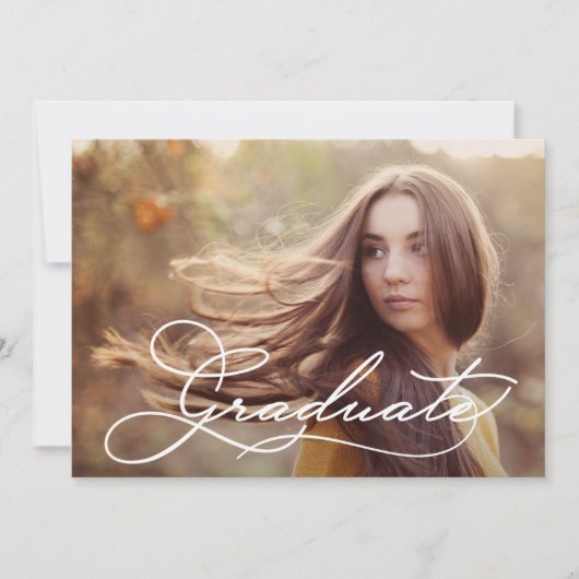 Elegante Script Foto Graduation Party Einladung (Vorderseite)