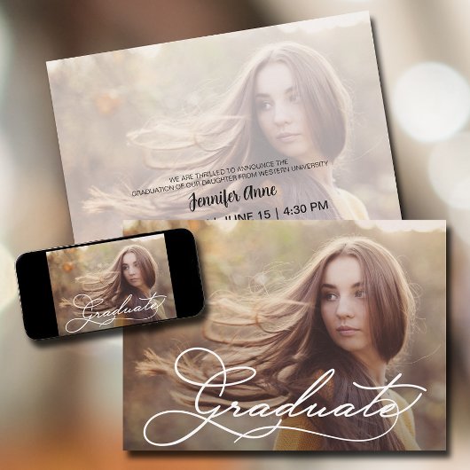 Elegante Script Foto Graduation Party Einladung