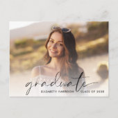 Elegante Script Foto Graduation Party Einladungspostkarte (Vorderseite)