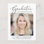 Elegante Script Foto Graduation Party Einladungspostkarte (Vorderseite)