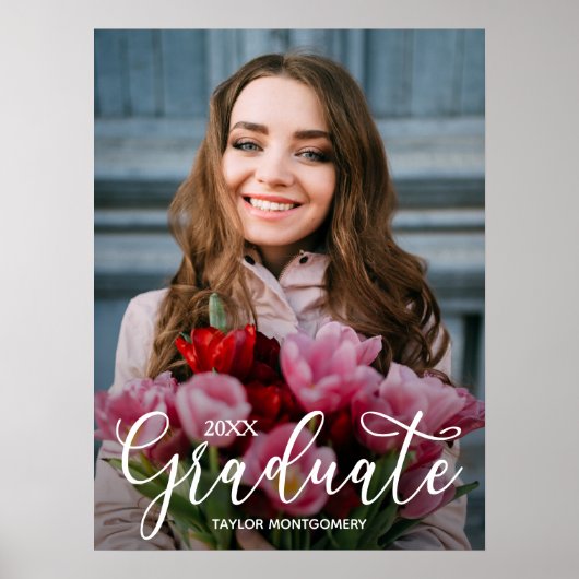 Elegante Script Foto Graduation Party Poster (Vorne)