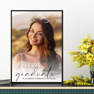 Elegante Script Foto Graduation Party Poster