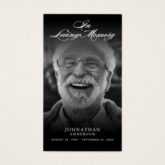 Elegante Script & Foto Love Memory Prayer Card (Vorderseite)