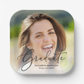 Elegante Script-Foto-Overlay-Graduierungspartei Pappteller (Vorderseite)