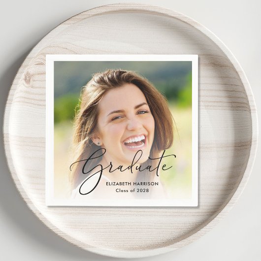 Elegante Script-Foto-Overlay-Graduierungspartei Serviette