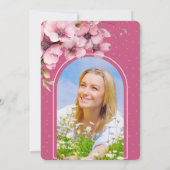 Elegante Script-Foto Pink Graduation Party Einladung (Rückseite)