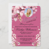 Elegante Script-Foto Pink Graduation Party Einladung (Vorderseite)