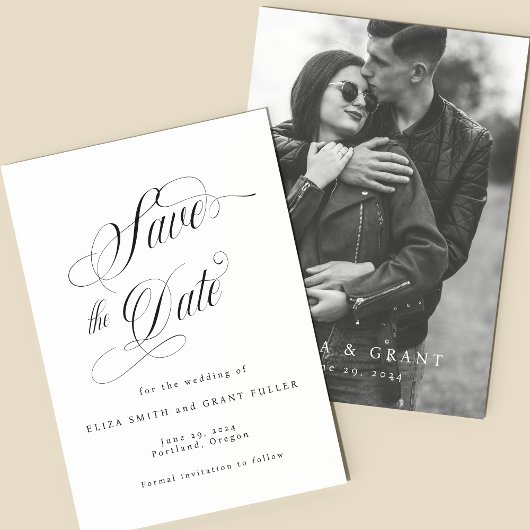 Elegante Script-Foto-Save the Date-Karte Einladung