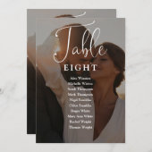 Elegante Script-Foto-Seating Chart-Tischnummer Einladung (Vorne/Hinten)