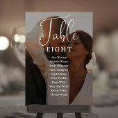 Elegante Script-Foto-Seating Chart-Tischnummer Einladung