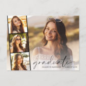 Elegante Script-Foto Strip Graduation Party Einladungspostkarte (Vorderseite)