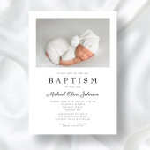Elegante Script-Foto-Taufe Einladung