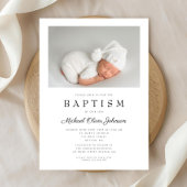 Elegante Script-Foto-Taufe Einladung