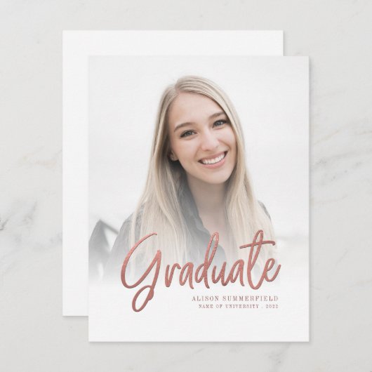 Elegante Script-Fotos Abschluss 2025 Ankündigung (Vorne/Hinten)