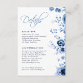 Elegante Script French Blue Floral Toile Hochzeit Begleitkarte (Vorderseite)
