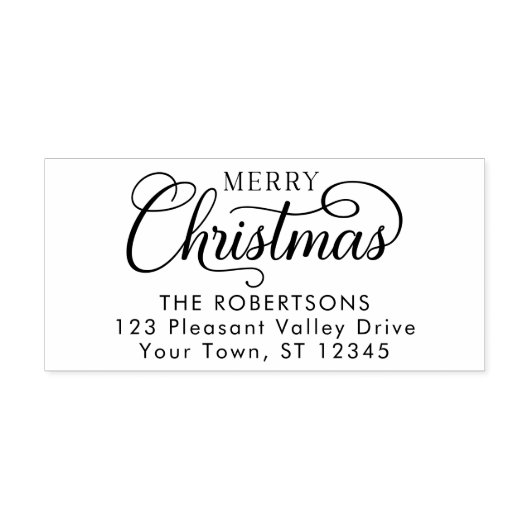 Elegante Script Frohe Weihnachts-Rücksendeadresse Permastempel (Design)