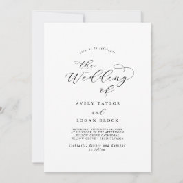 Elegante Script Front Back Wedding Einladung