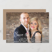Elegante Script Full Foto Save the Date Karte (Vorne/Hinten)
