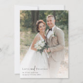 Elegante Script Full Foto Wedding Dankeskarte (Vorderseite)