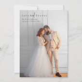 Elegante Script Full Foto Wedding Dankeskarte (Vorderseite)