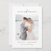 Elegante Script Full Foto Wedding Dankeskarte (Vorderseite)