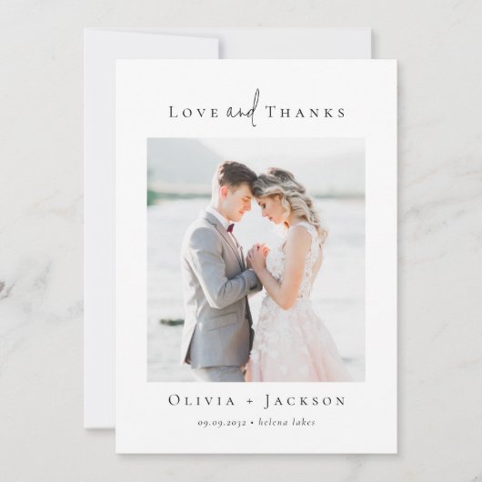 Elegante Script Full Foto Wedding Dankeskarte (Vorderseite)