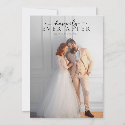 Elegante Script Full Foto Wedding Dankeskarte (Vorderseite)