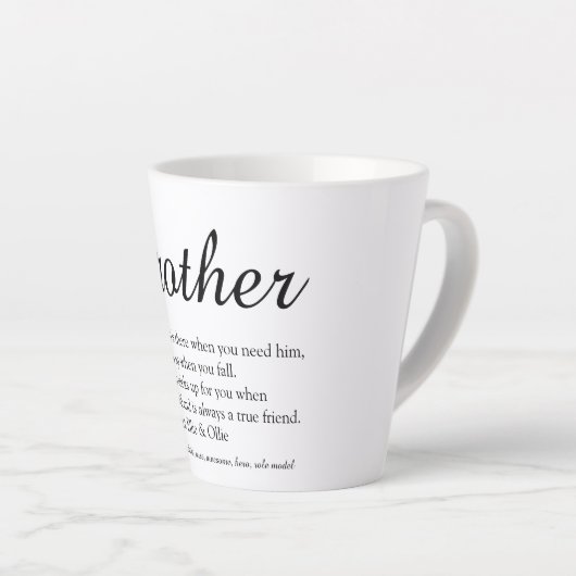 Elegante Script Fun Cool Best Brother Definition Milchtasse (Rechte Ecke)
