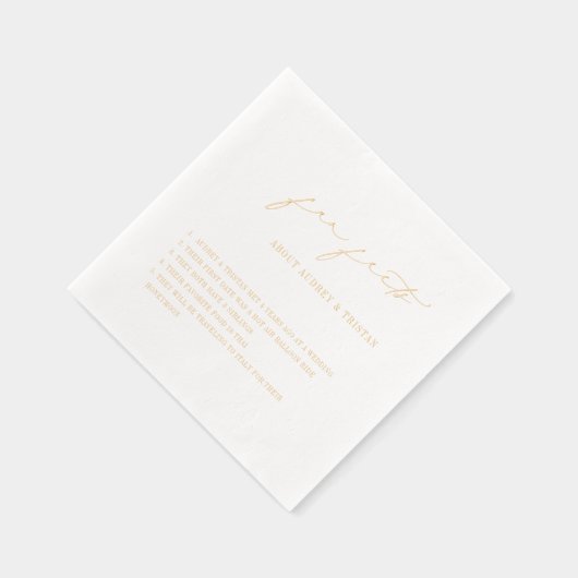 Elegante Script Fun Fakten Minimalistische Hochzei Servietten Mit Folie (Rechts)