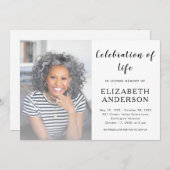 Elegante Script Funeral Foto Feier des Lebens Einladung (Vorne/Hinten)